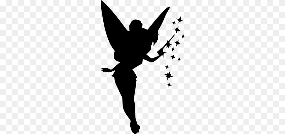 Tinkerbell 2 Vinyl Decal Sticker Tinkerbell Silhouette, Gray Png