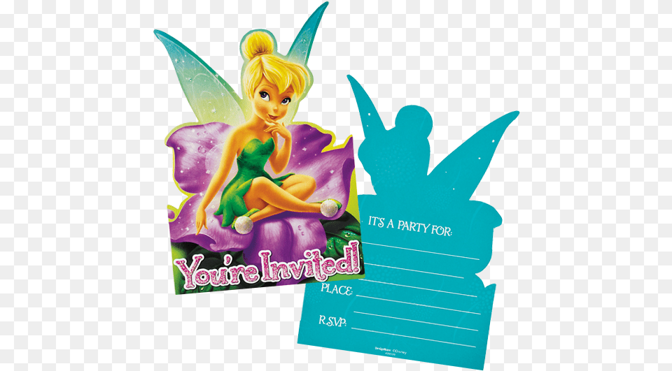 Tinkerbell Party Invites Tinkerbell First Birthday Party Invitations, Advertisement, Poster, Figurine, Baby Free Png