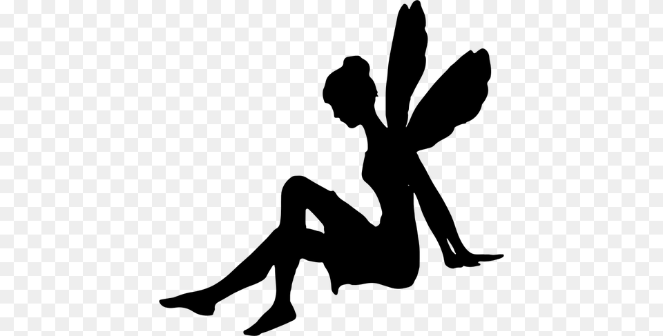 Tinkerbell Silhouette, Gray Free Png