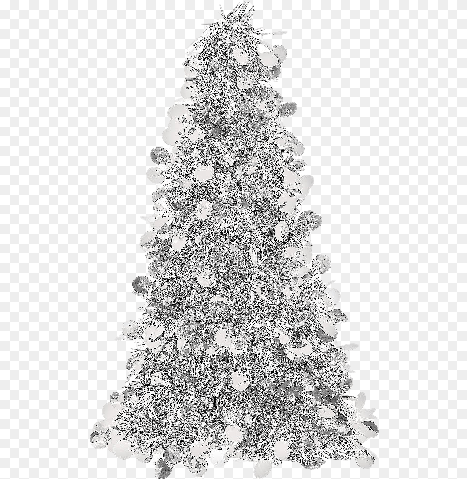 Tinsel Christmas Tree Silver Tinsel Christmas Tree, Christmas Decorations, Festival, Christmas Tree, Cake Free Png