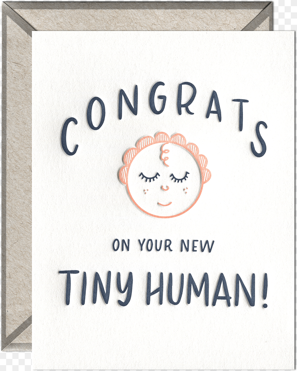 Tiny Human Congrats Letterpress Greeting Card With Illustration, Advertisement, Text, Face, Head Free Png Download
