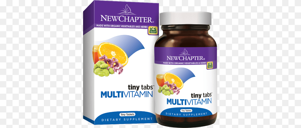 Tiny Tabs Multivitamin Bottle And Packaging New Chapter Life Shield Immune Support, Citrus Fruit, Food, Fruit, Produce Free Png