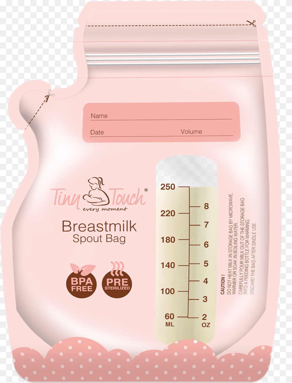 Tiny Touch Accessories Breast Milk Bag With Spout 250ml8oz Label, Cup, Bottle, Lotion, Jar Png Image