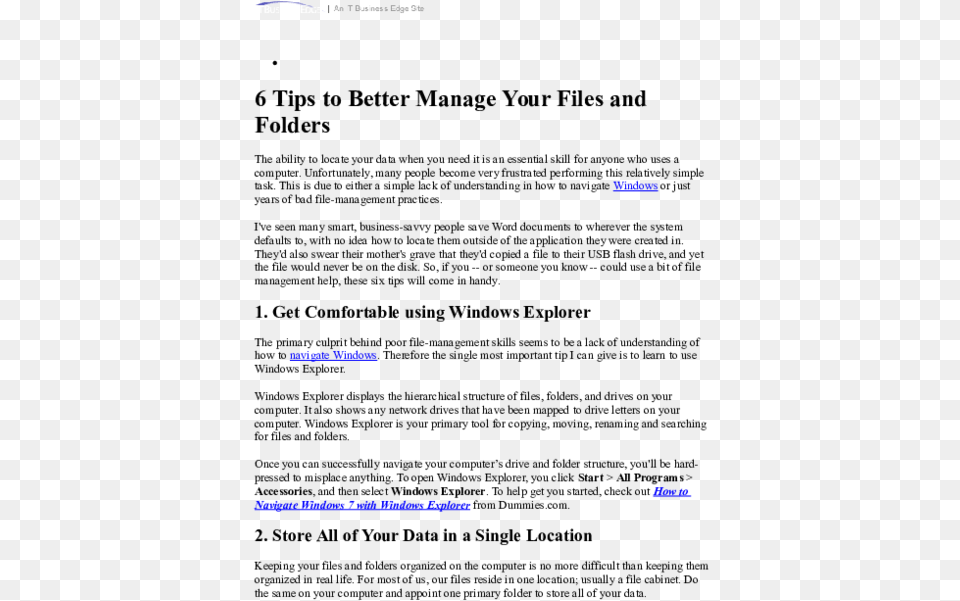 Tips To Better Manage Your Files Document, Page, Text Free Png Download