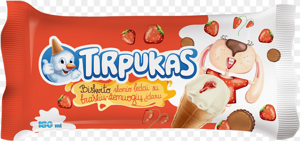 Tirpukas Biscuit Flavoured Ice Cream With Strawberry Wild Strawberry, Food, Ice Cream, Dessert, Sweets Png