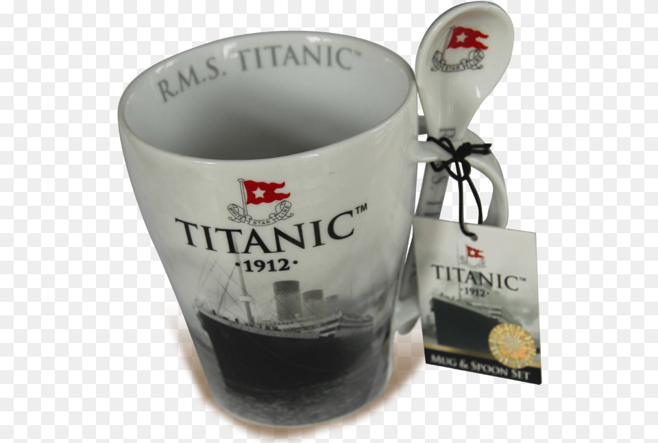 Titanic Mug And Spoon Set Titanic Mug, Cup, Cutlery, Beverage, Coffee Free Transparent Png