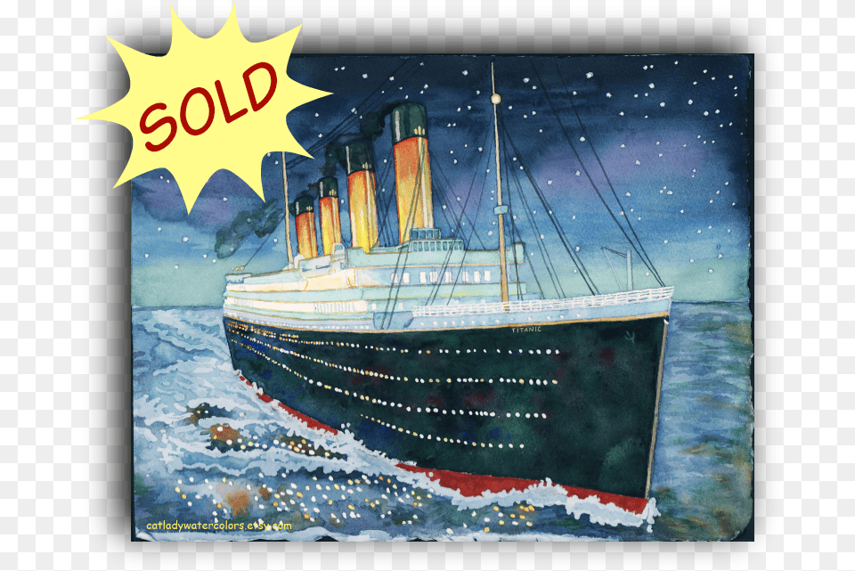 Titanic Titanicpainting Watercolor Ship Nauticaldecor Titanic Watercolor, Appliance, Boat, Device, Electrical Device Free Png