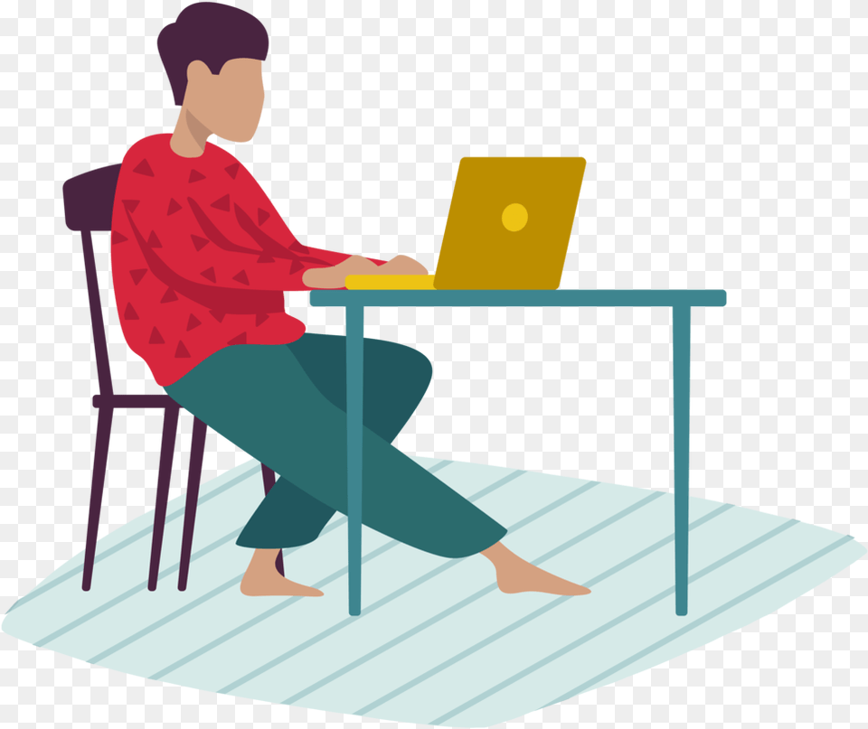 Title Development Man With Laptop Vector, Table, Computer, Desk, Electronics Free Png