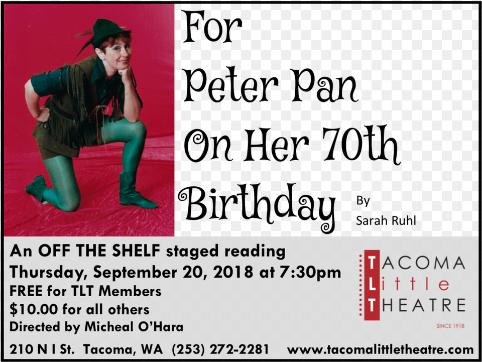 Tlt For Peter Pan On Her 70th Birthday Text, Advertisement, Adult, Poster, Photography Free Png Download
