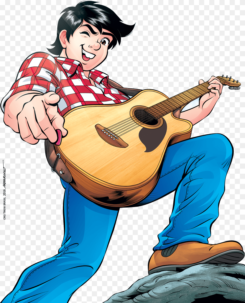 Tmj Wallpapers Quarta Capa Chico Bento Moo Edio Cartoon, Person, Guitar, Musical Instrument, Face Free Png Download