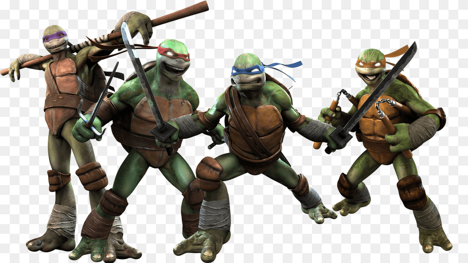 Tmnt Fighting Group, Person, People, Adult, Male Free Transparent Png