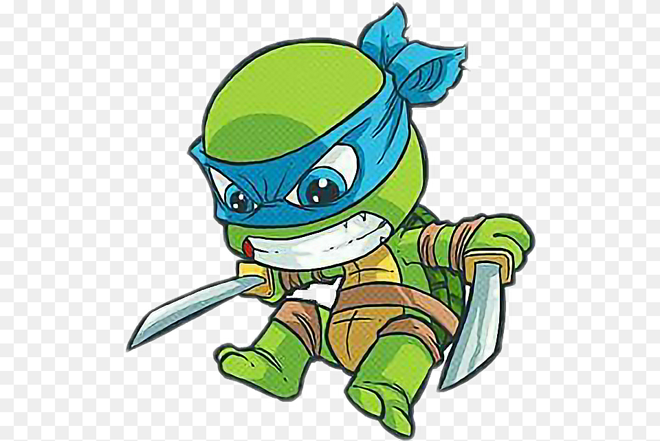 Tmnt Tortugasninja Leonardo Teenage Mutant Ninja Turtles Chibi, Cutlery, Book, Comics, Publication Png Image