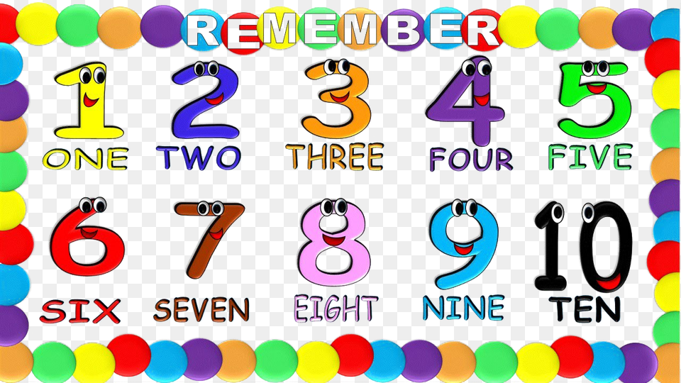 To 10 Numbers Image Hd Numbers In English For Kids, Number, Symbol, Text Free Png