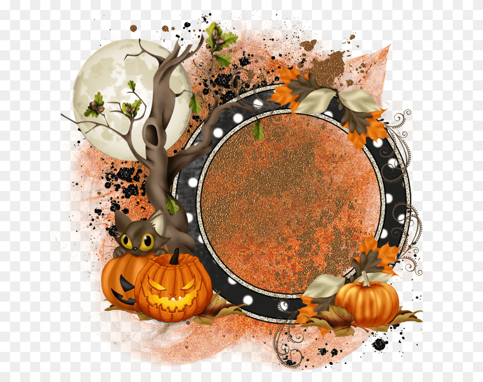 To Download Halloween Cluster Frame Element In Either Halloween Borders And Frames, Food, Plant, Produce, Pumpkin Png Image