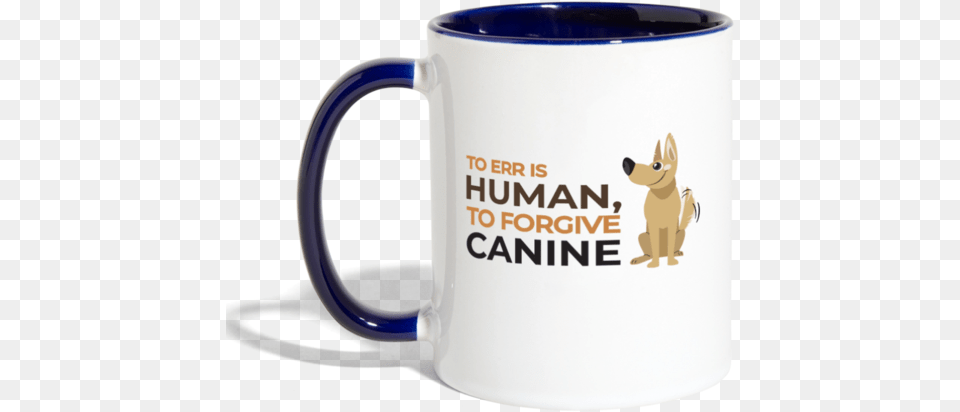 To Err Is Human Forgive Canine Contrast Coffee Mugs Coffee Cup, Beverage, Coffee Cup, Animal, Dog Free Png