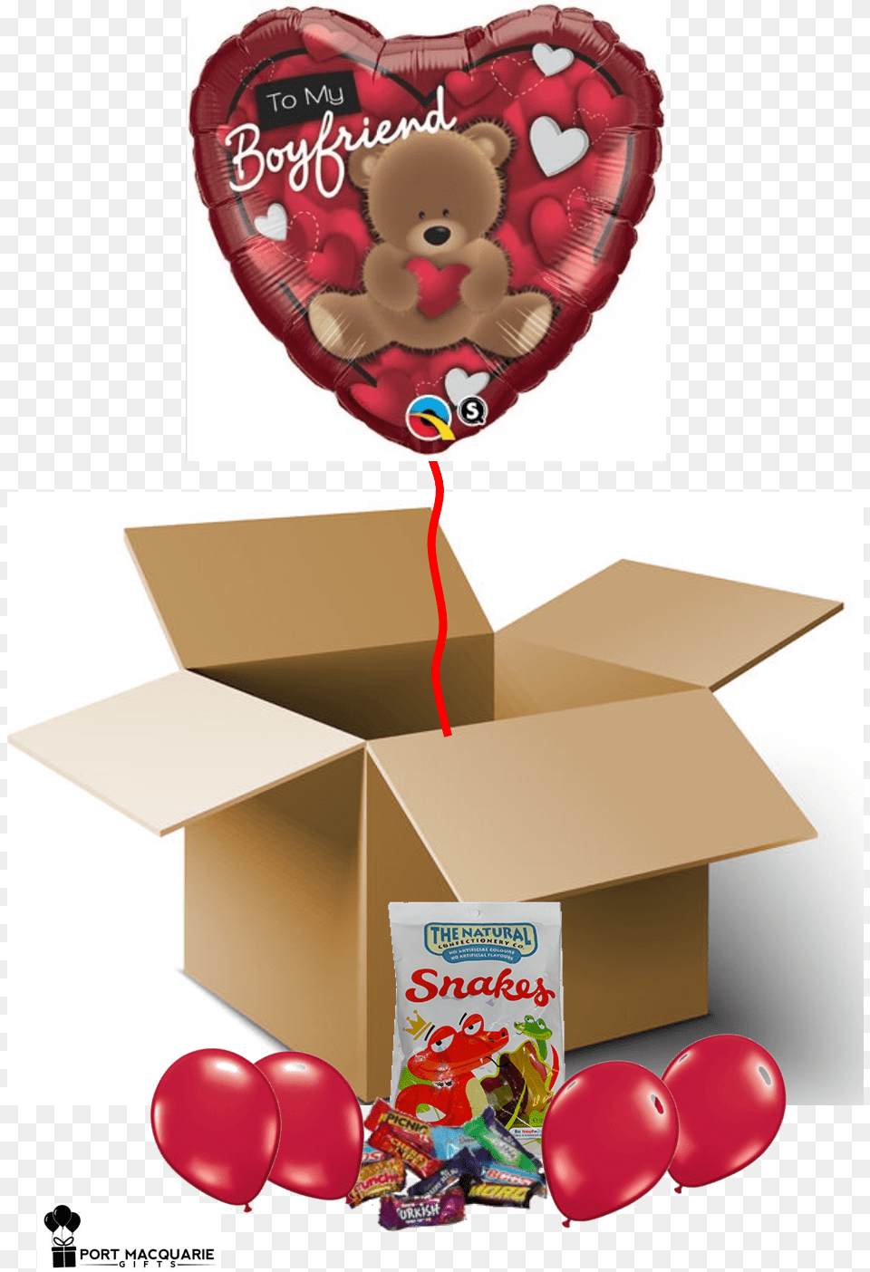To My Boyfriend Balloon In A Box Balloon, Cardboard, Carton Png Image