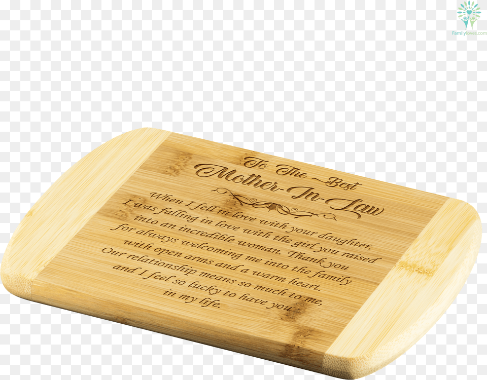 To The Best Mother In Law Bamboo Cutting Board Organically Plywood, Book, Publication, Plaque, Wood Png