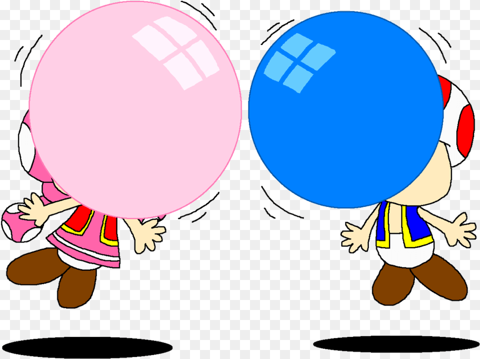Toad And Toadette Blowing Bubble Gum Bubble Gum Blowing Clipart, Balloon, Sphere, Baby, Person Free Transparent Png