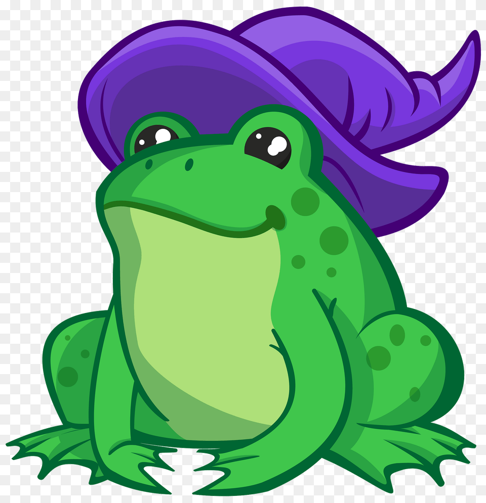 Toad In Whitch Hat Clipart, Green, Amphibian, Animal, Frog Png Image