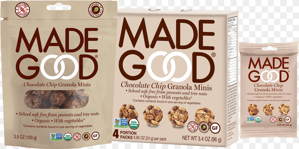 Toasted Gluten Oats And Delicious Chocolate Chips Made Good Granola Minis, Advertisement, Poster, Food, Sweets Png Image
