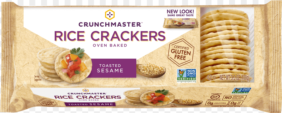 Toasted Sesame Ingredients Crunchmaster Rice Crackers, Bread, Food, Cracker, Lunch Png Image