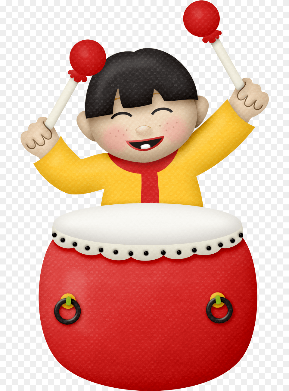 Tocando El Tambor Lion Dance Drum Clipart, Baby, Performer, Person, Musical Instrument Png Image