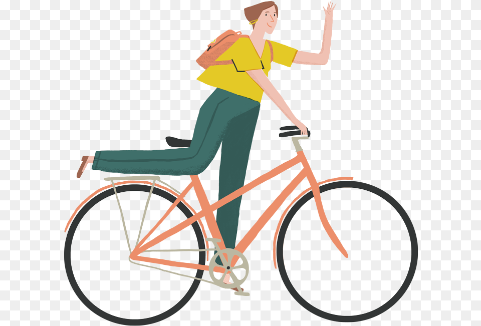 Tock Insurance Branding Illustrations Cute Bike, Adult, Vehicle, Transportation, Person Png
