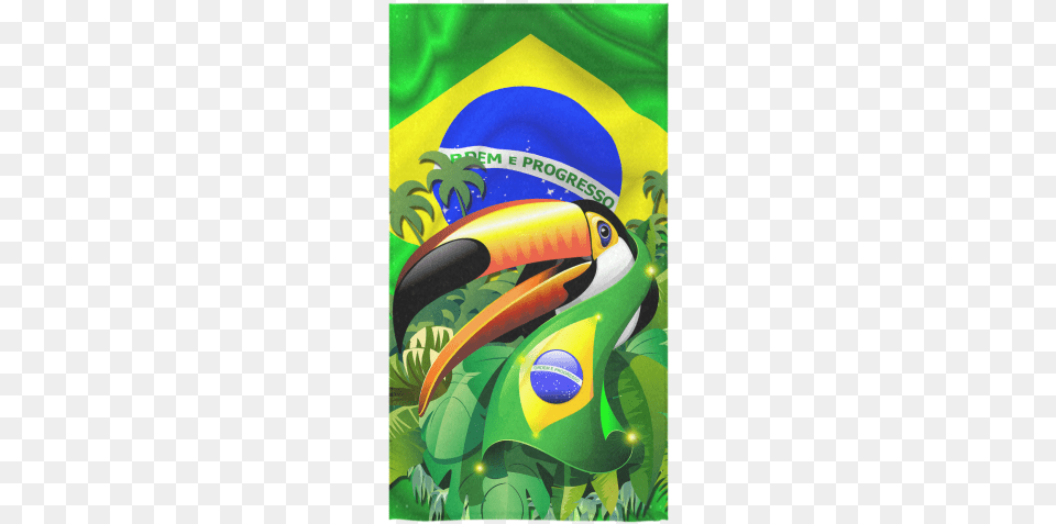 Toco Toucan With Brazil Flag Wall Tapestry Small, Animal, Beak, Bird, Can Free Png Download