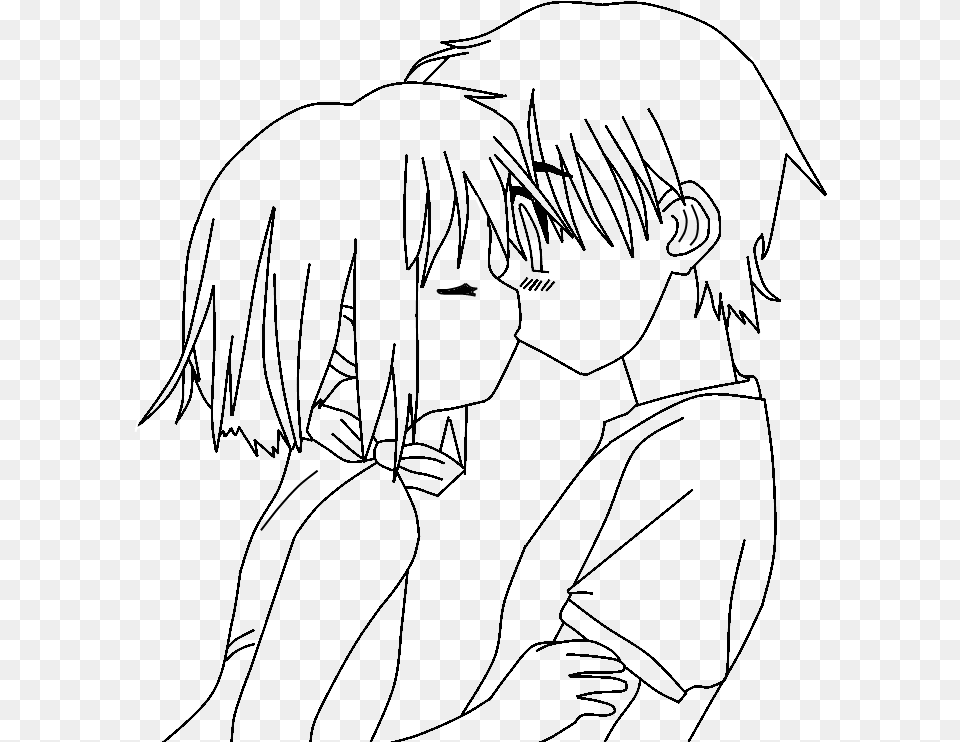 Toddler Drawing Anime Love Couple Easy Sketch, Silhouette Png Image