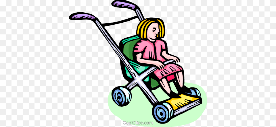 Toddler In A Stroller Royalty Vector Clip Art Illustration, Grass, Lawn, Plant, Device Free Png