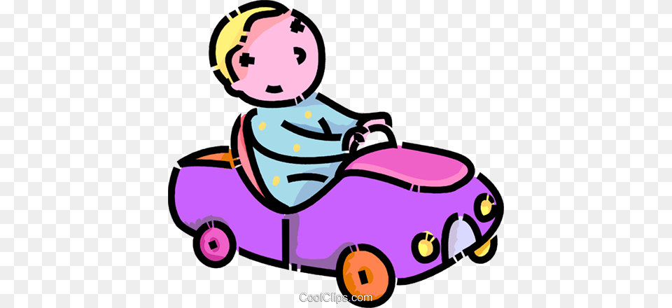 Toddler Playing In His Toy Car Royalty Vector Clip Art, Grass, Lawn, Plant, Device Free Transparent Png