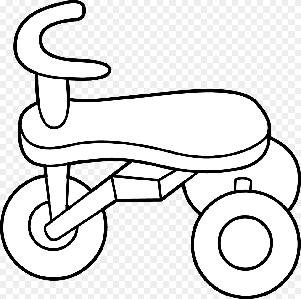 Toddler Tricycle Line Art, Device, Grass, Lawn, Lawn Mower Free Png