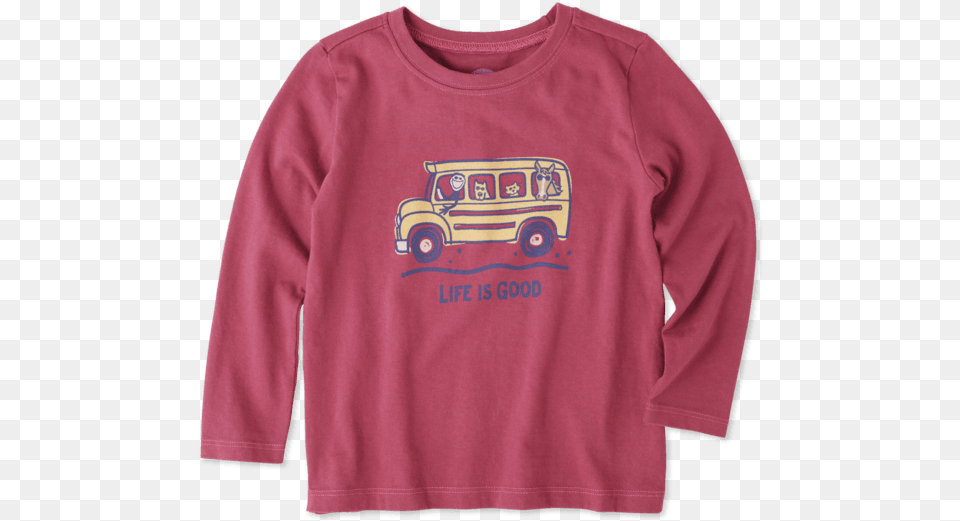 Toddlers School Bus Friends Long Sleeve Crusher Tee Sweatshirt, Clothing, Long Sleeve, Sweater, Knitwear Png Image