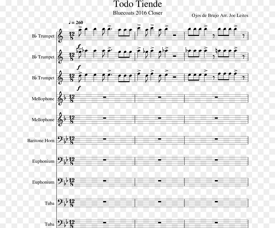 Todo Tiende Sheet Music Composed By Ojos De Brujo Arr 20th Century Fox Fanfare Partitura, Gray Png Image