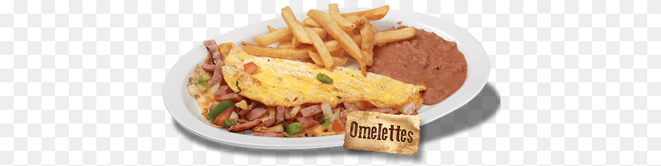 Todos Los Platos De Desayuno Se Sirven Con Omelette, Food, Lunch, Meal, Fries Free Transparent Png