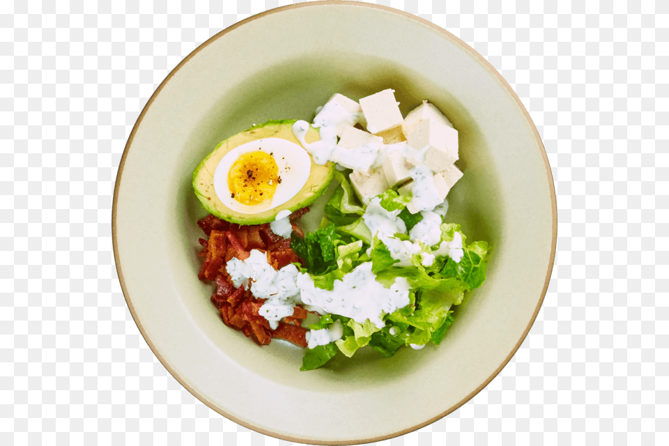 Tofu Romaine Salad With Bacon Egg Avocado Mix Amp Buttermilk, Food, Food Presentation, Meal, Plate Free Png Download