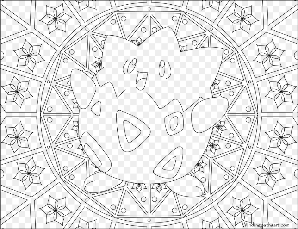 Togepi Pokemon Adult Coloring Pages, Gray Free Png