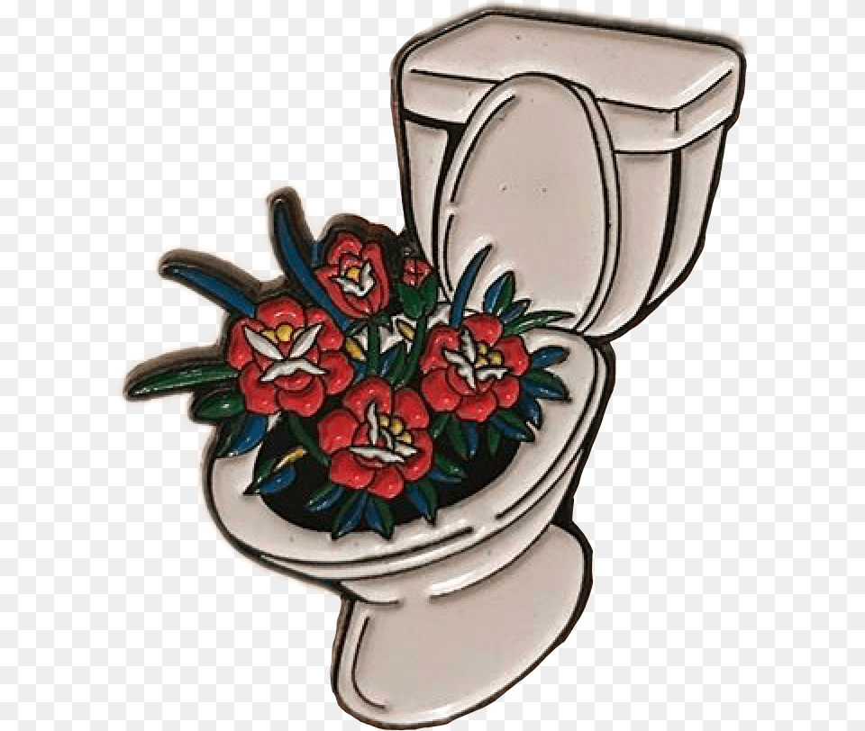 Toilet Flowers Pin Art Grunge Tumblr Icon Trash Grunge Tumblr Stickers, Indoors, Bathroom, Room Free Png Download