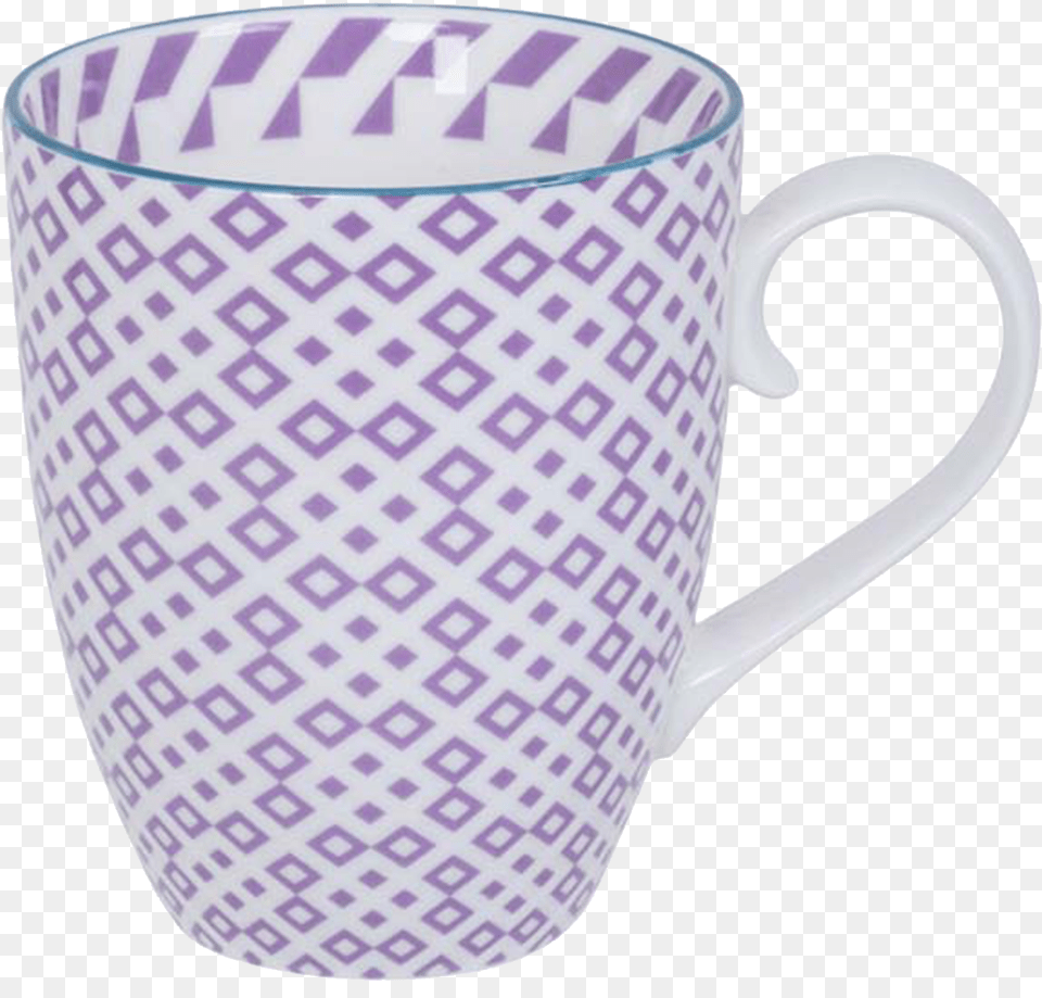 Tokyo Design Studio Geometric Eclectic Purple Squares Mug, Art, Cup, Porcelain, Pottery Free Transparent Png