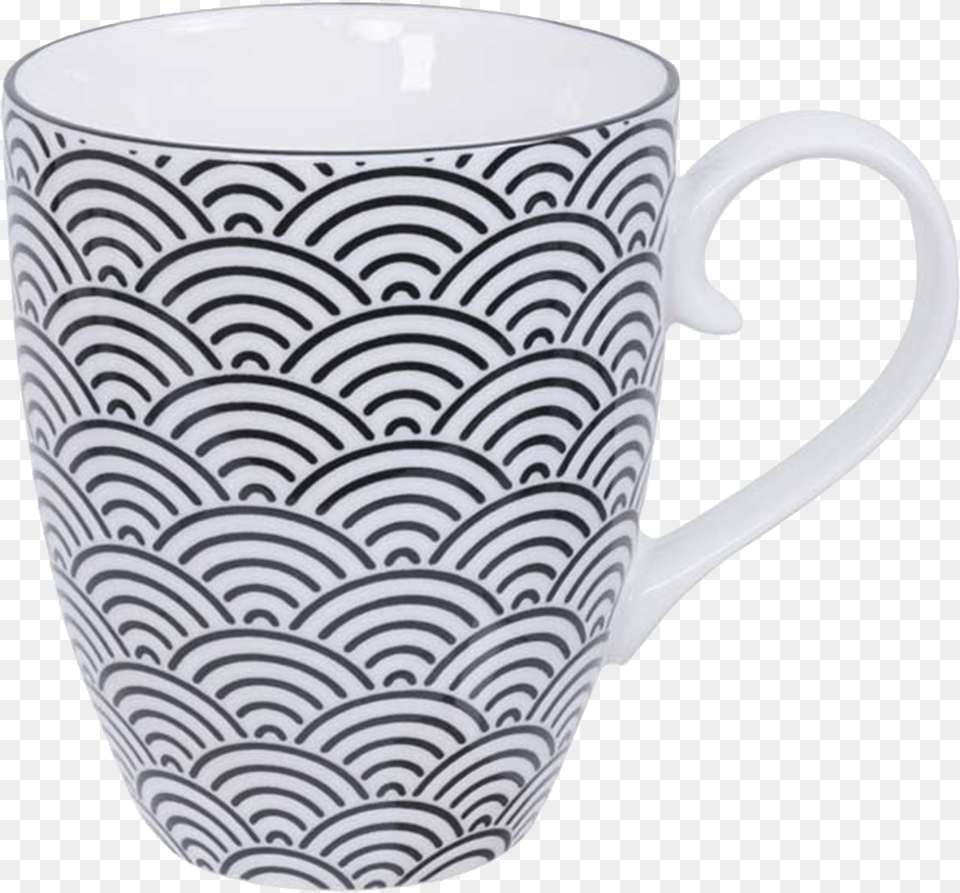 Tokyo Design Studio Nippon Black Waves Mug Tee Becher, Cup, Pottery, Art, Porcelain Free Png