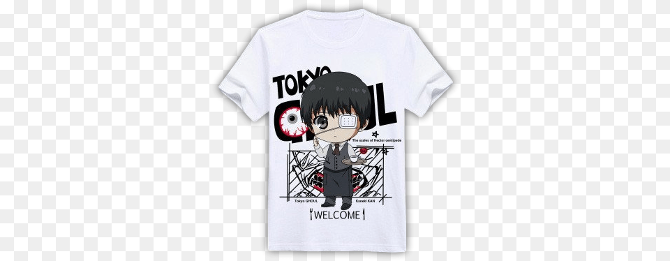 Tokyo Ghoul Eye Patched Barista Shirt Hot Cartoon Tokyo Ghoul Kaneki Ken White Hoodie Sweater, Clothing, T-shirt, Baby, Person Png