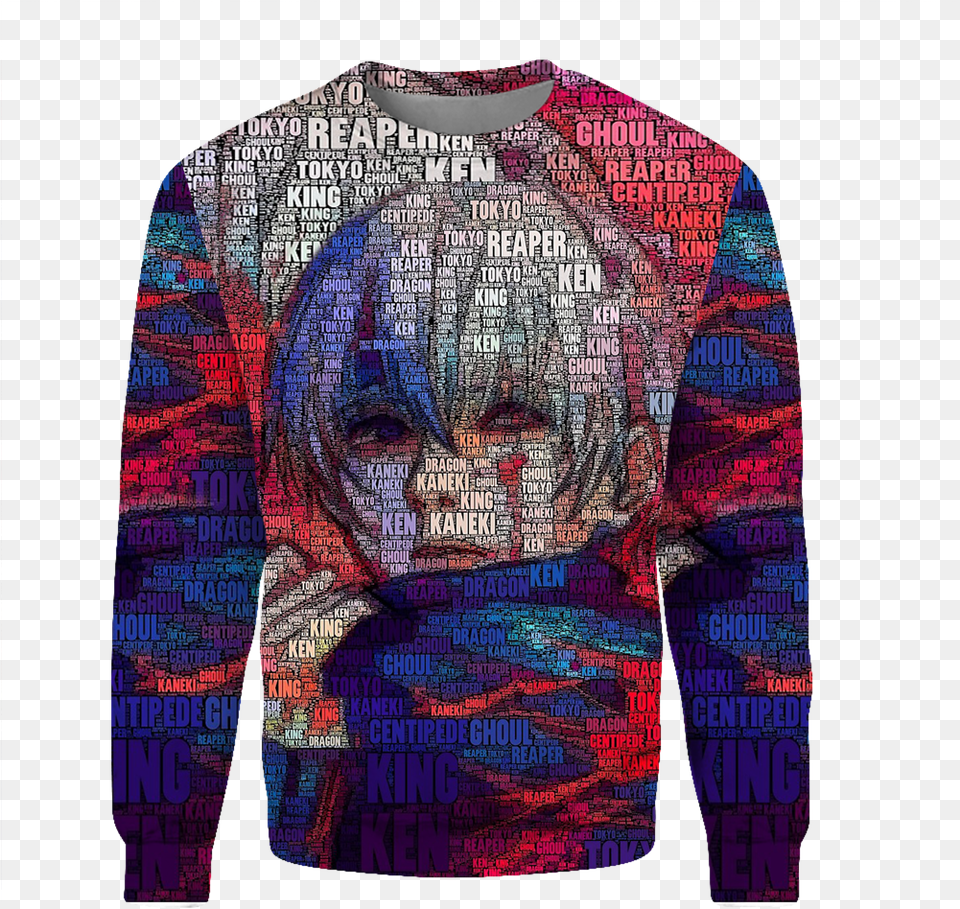 Tokyo Ghoul Word Collage Art Hoodie, Clothing, Sweater, Sweatshirt, Knitwear Free Png