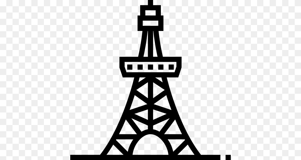 Tokyo Tower Icon, Gray Png Image