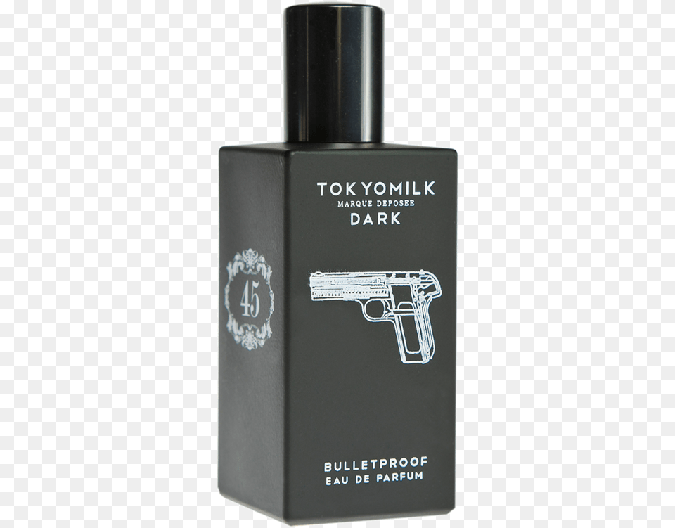 Tokyomilk Bulletproof No Tokyomilk Dark Eau De Parfum 19c3 Bulletproof No, Bottle, Aftershave, Gun, Weapon Png Image