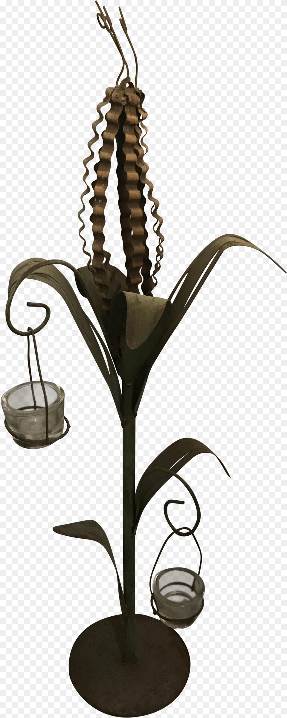 Tole Cornstalk Sculpture Lantern Artificial Flower, Flower Arrangement, Plant, Lamp Free Png