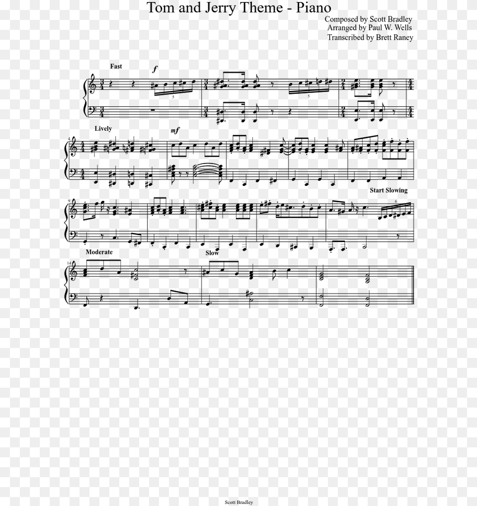 Tom And Jerry Chasing Theme Sheet Music For Piano Download Dustin O Halloran Opus 20 Sheet Music, Gray Free Transparent Png