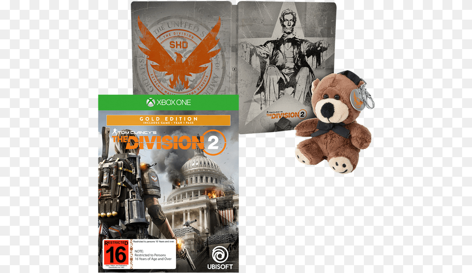 Tom Clancy S The Division 2 Lincoln Steelbook Edition Division 2 Gold Edition Steelbook, Advertisement, Toy, Teddy Bear, Poster Png Image