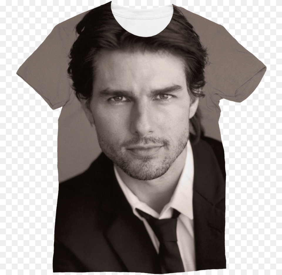 Tom Cruise In Black And White Classic Sublimation T Shirt Tom Cruise, Accessories, Portrait, Photography, Person Free Png