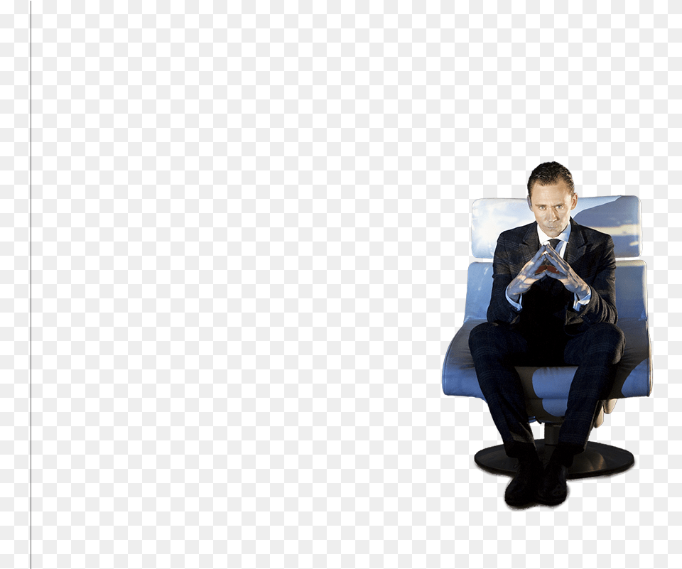 Tom Hiddleston On Swivel Chair Swivel Chair, Adult, Person, Male, Man Free Png Download