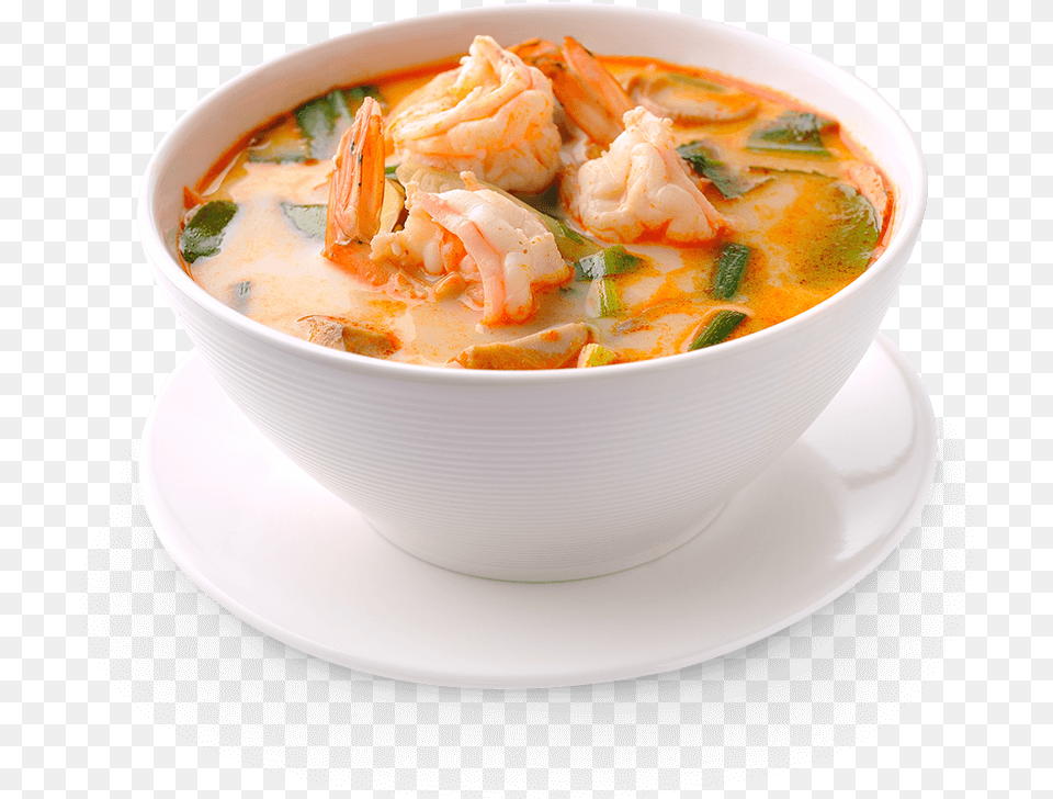 Tom Yum Kung White Background, Bowl, Curry, Dish, Food Free Png Download